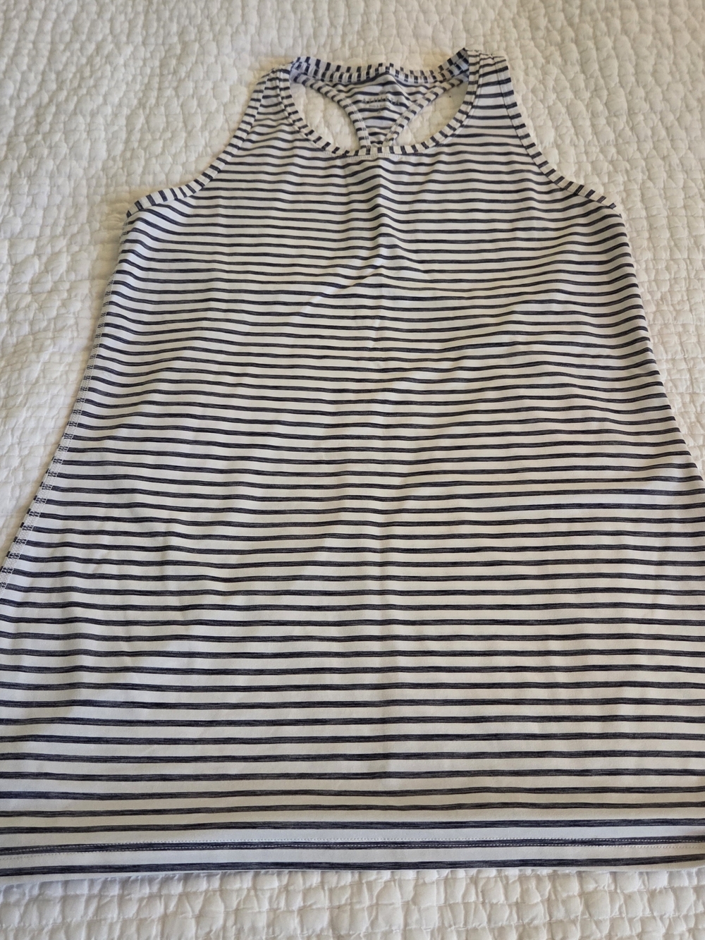 Athleta Chi White and Navy Striped Racerback Tank